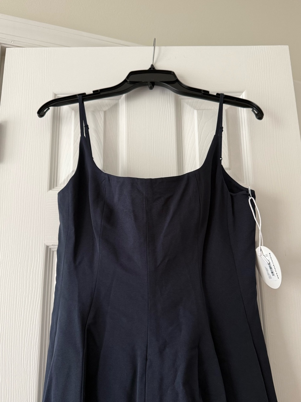 STAUD Joy Cotton Blend Gown Maxi Dress Navy Blue Side Pockets NEW with tags - Picture 3 of 7